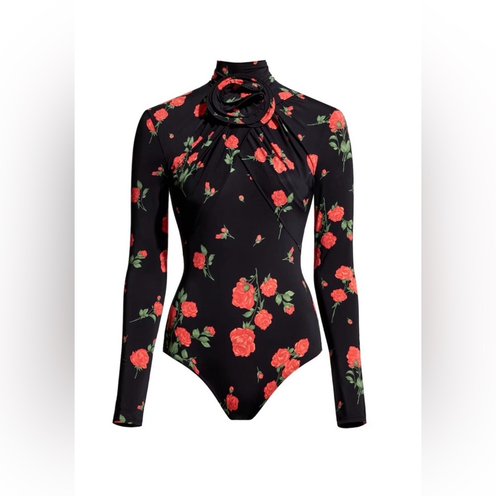 MAGDA BUTRYM x H&M ROSE APPLIQUÉ WRAPOVER BODYSUIT Size L